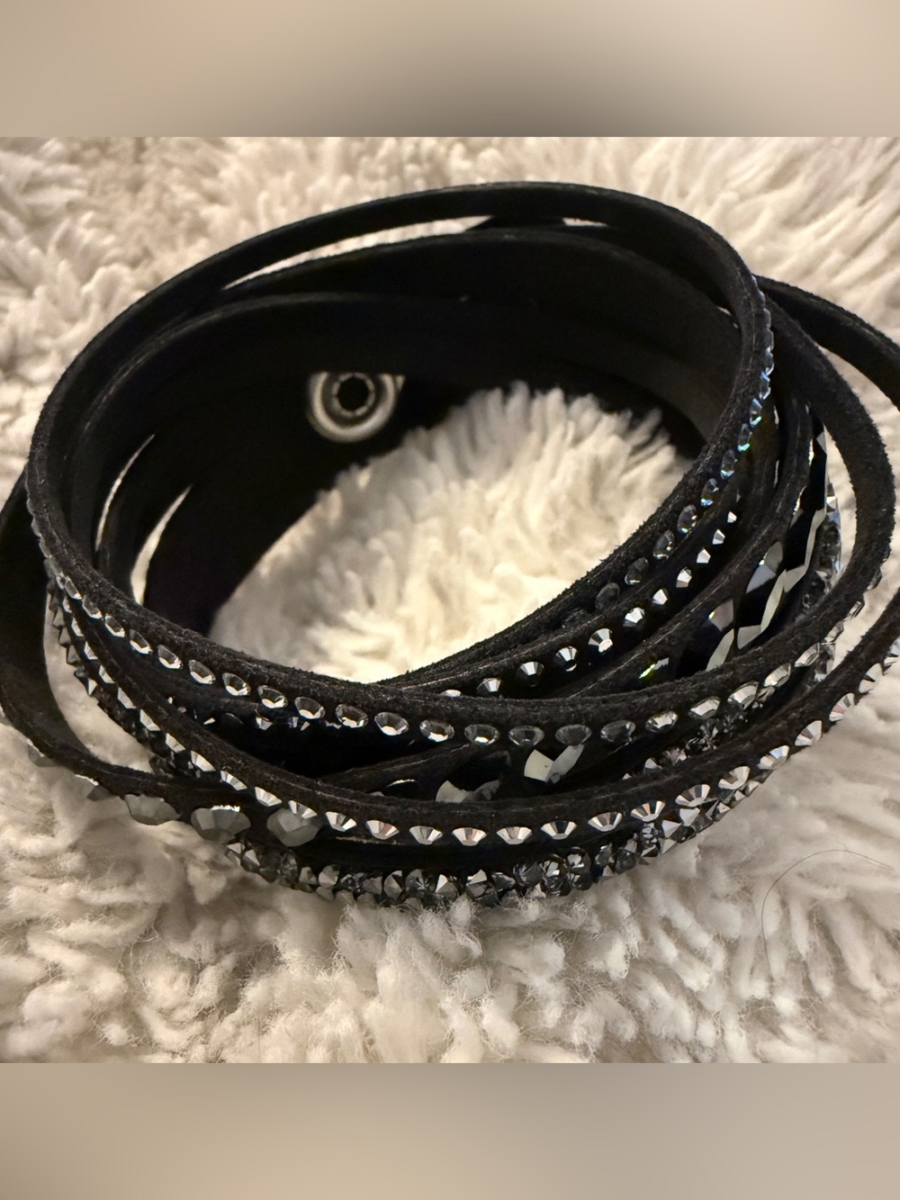 SwarovskiSlake Black Wrap Bracelet with Silver Crystal Accents